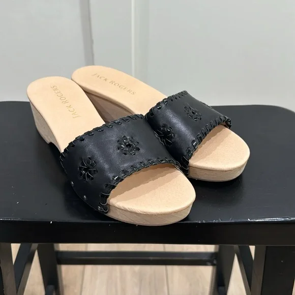 Jack Rogers Leather Breaker Clog Sandals Black - size 9 Medium - Picture 2 of 9